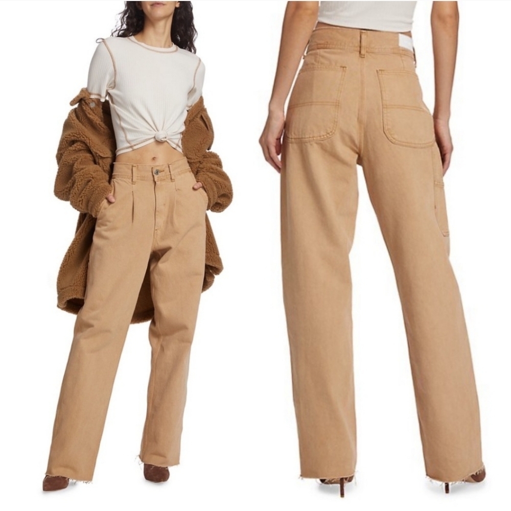 New Re/done Utility Loose Jeans In Washed Khaki